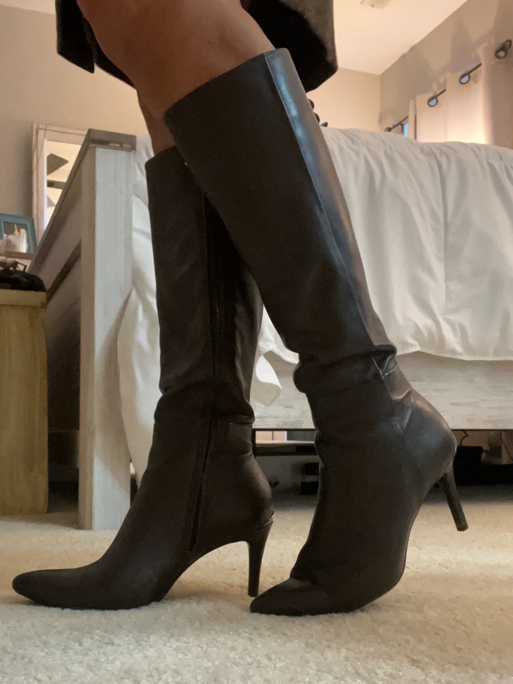 Calvin Klein Tall Pointed-Toe Stiletto Boots in Dark Brown